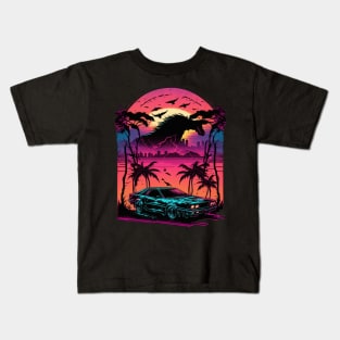 Retro Car in Synthwave Style Kids T-Shirt